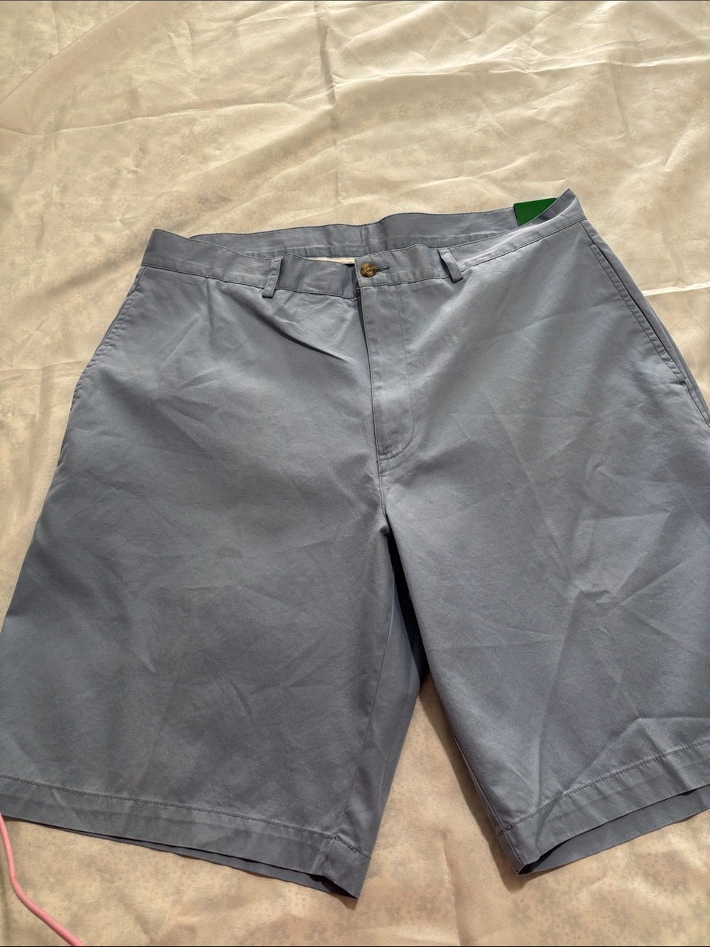 Men’s Flat-Front Cotton Blend Shorts — Light Blue.   B1
